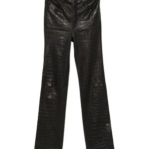 Frame Denim Black Croc-Embossed Flare Pants